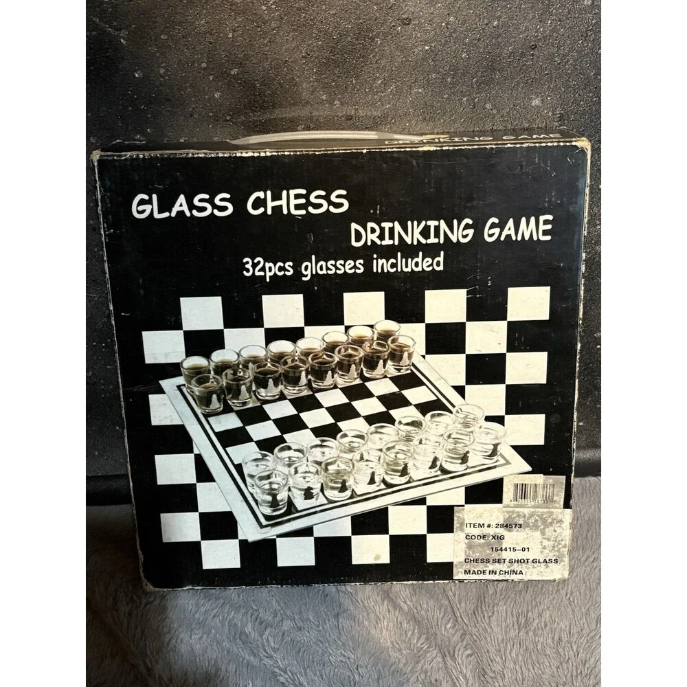 32-Piece Glass Chess Set With Drinking Shot Glasses & Glass Board Party Game